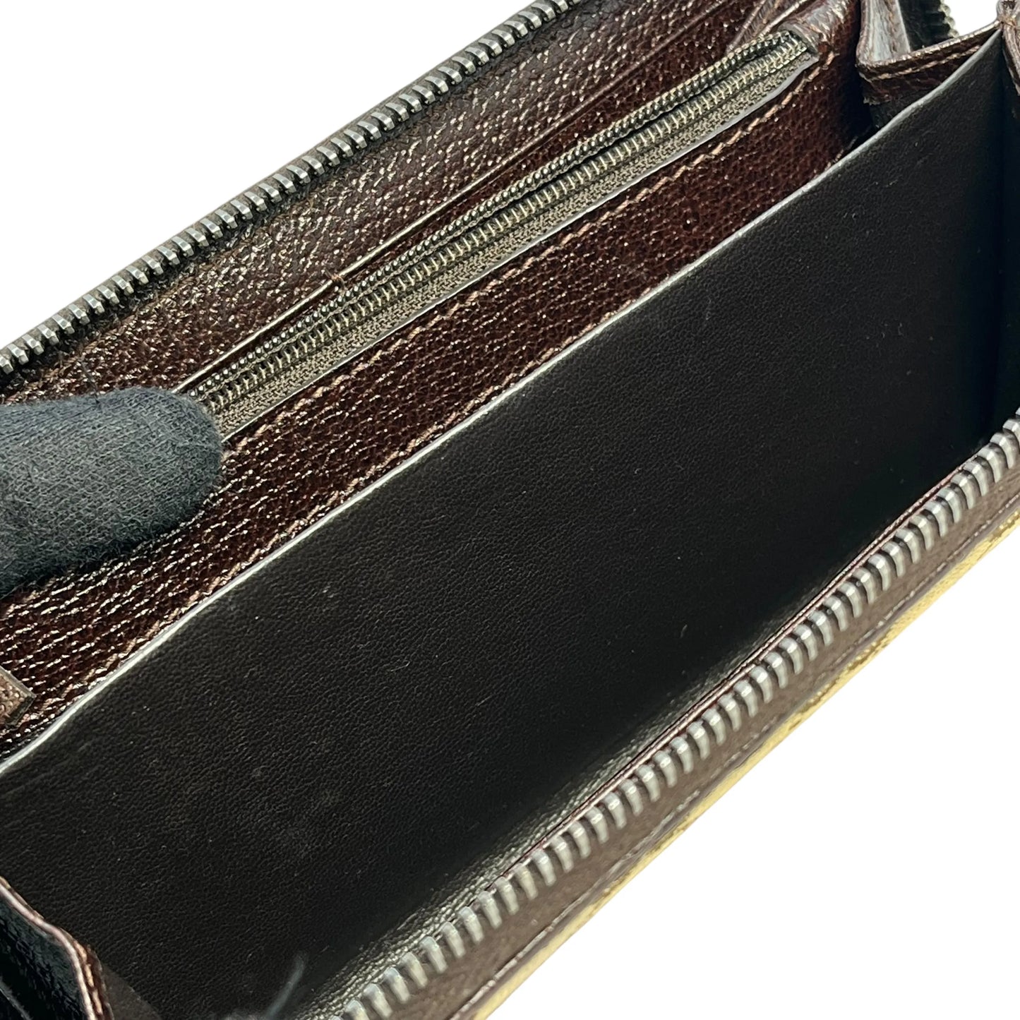 GUCCI キャンバス グッチシマ ラウンドジップ ロングウォレット - ブラウン