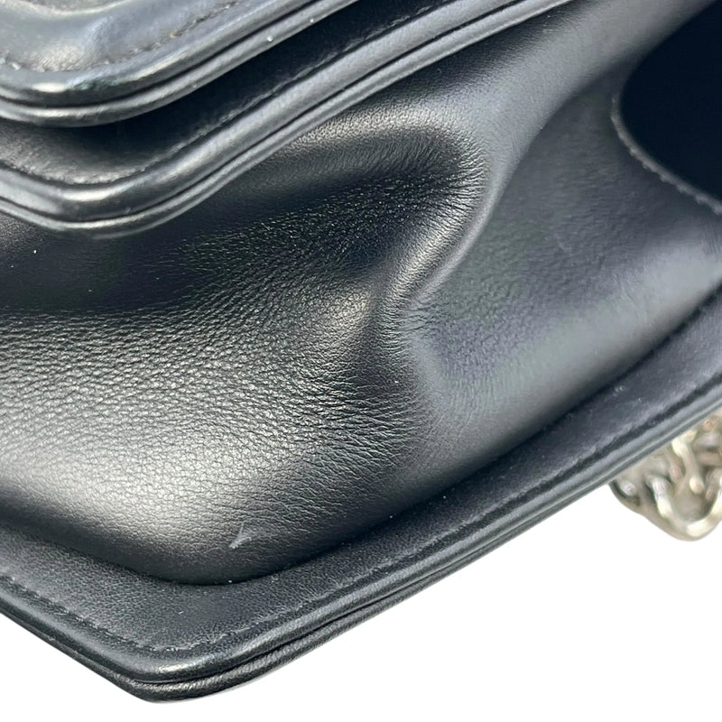 CHANEL Boy Chanel Pearl and Calfskin Chain Shoulder Bag - Black 