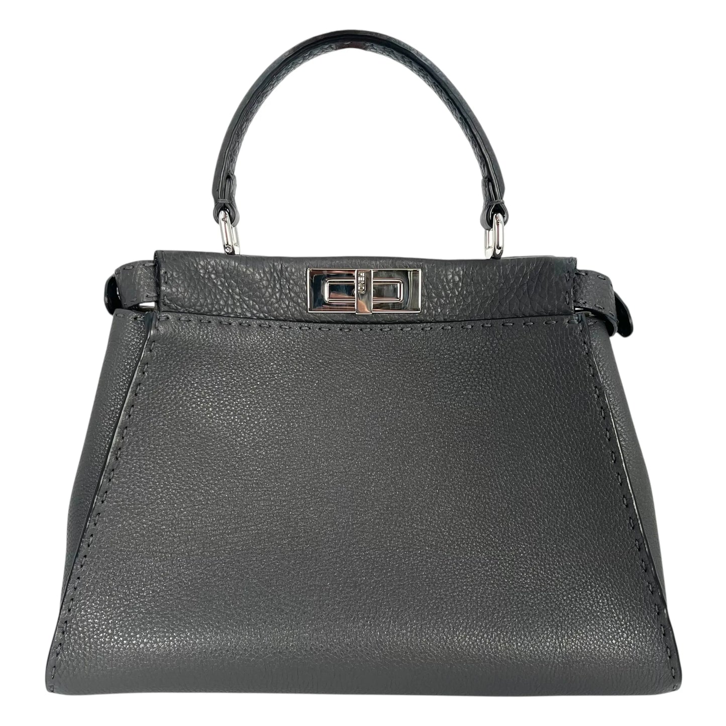 FENDI Peekaboo Leather Handbag/Shoulder Bag - Grey 