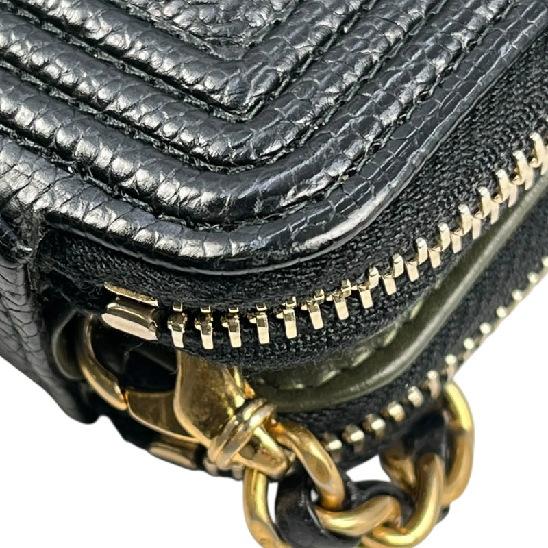 CHANEL Caviarskin Boy Double Zip Around Chain Wallet - Black 