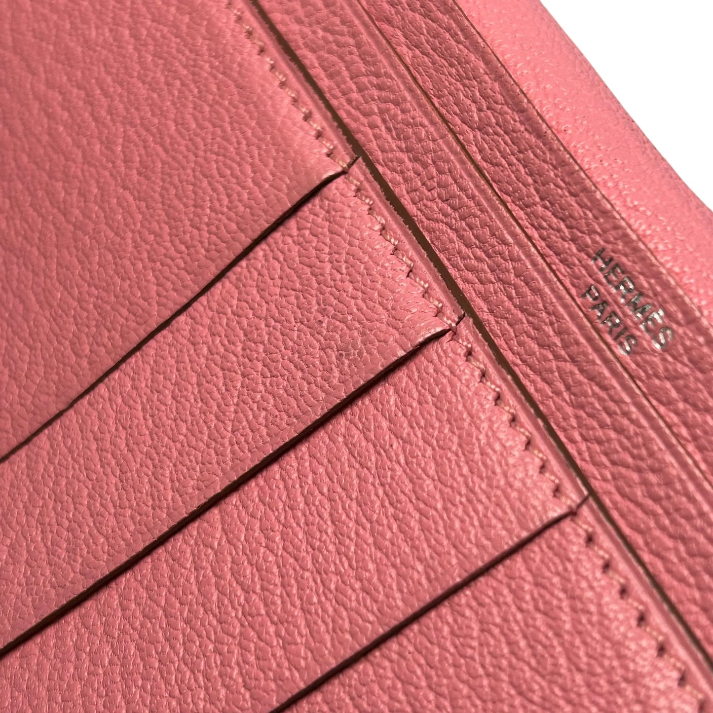 HERMES ベアン スフレ レザー □R刻印(2014年製)  ロングウォレット - ピンク