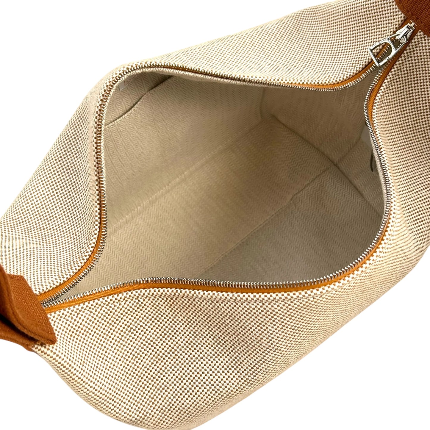 HERMES Bridesmaid Black GM Cotton Canvas Handbag - Beige 