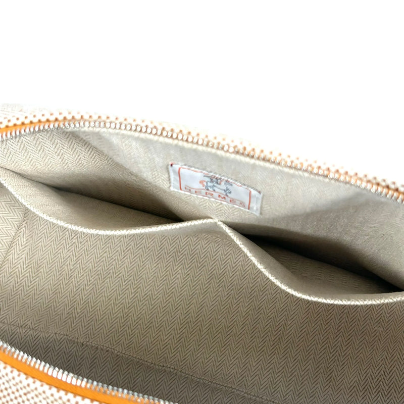 HERMES Bridesmaid Black GM Cotton Canvas Handbag - Beige 