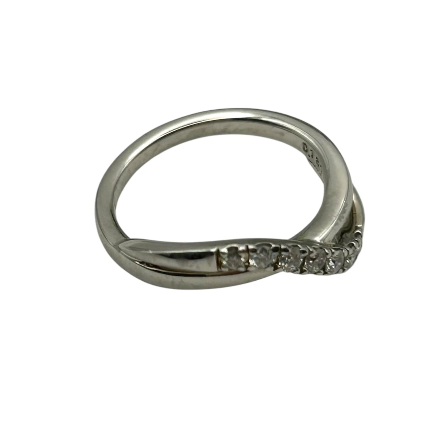 4°C Diamond Cross Wave Ring Jewelry - Pt950 