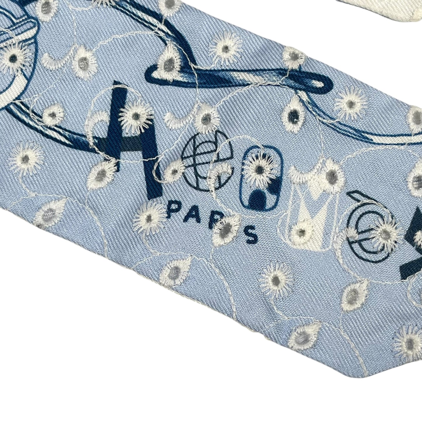 Hermès ツイリー スカーフ ブロドリー アングレ ドレ ブークル - ブルー × ホワイト