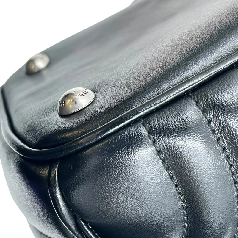 PRADA Diagram Leather Backpack - Black 