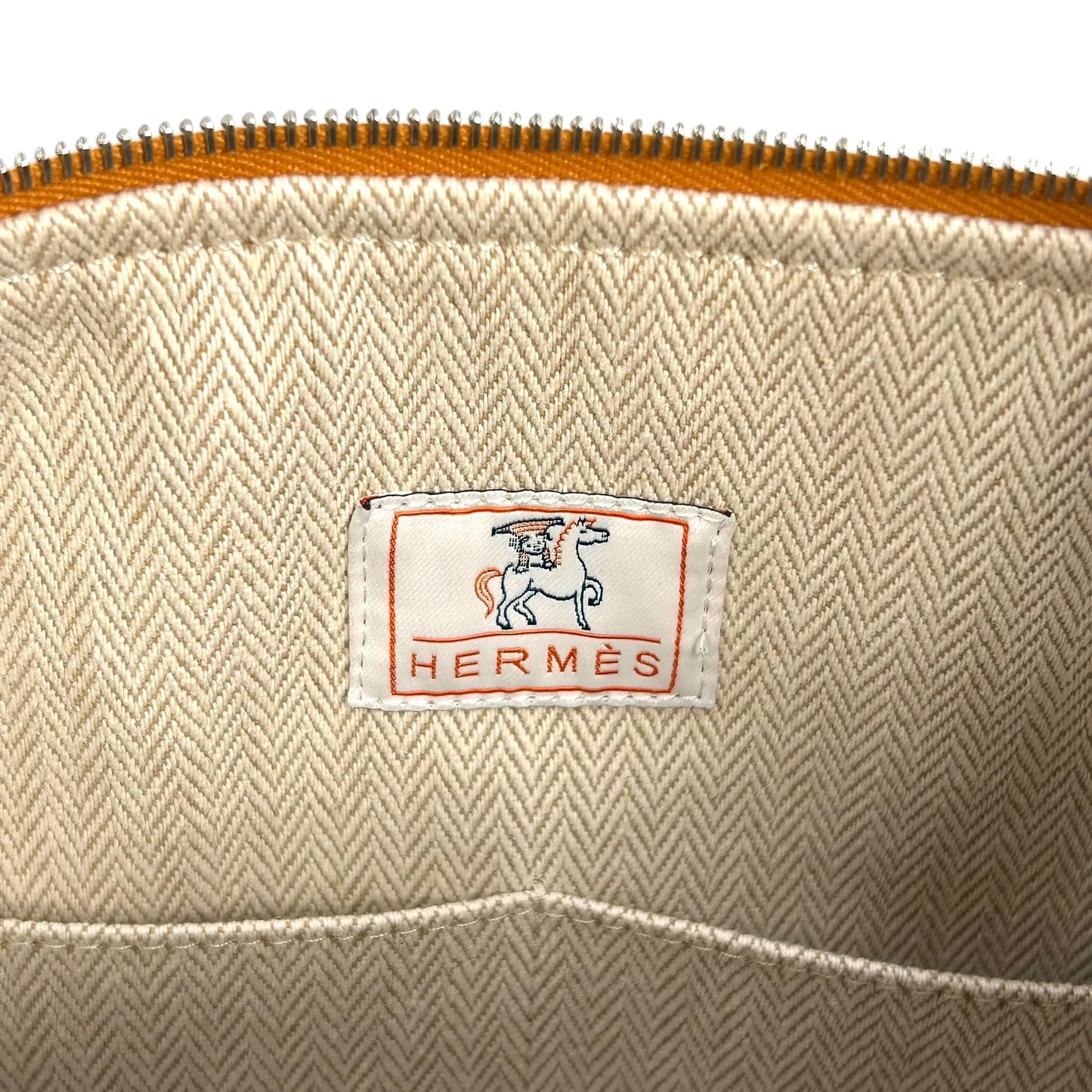 HERMES Bridesmaid Black GM Cotton Canvas Handbag - Beige 