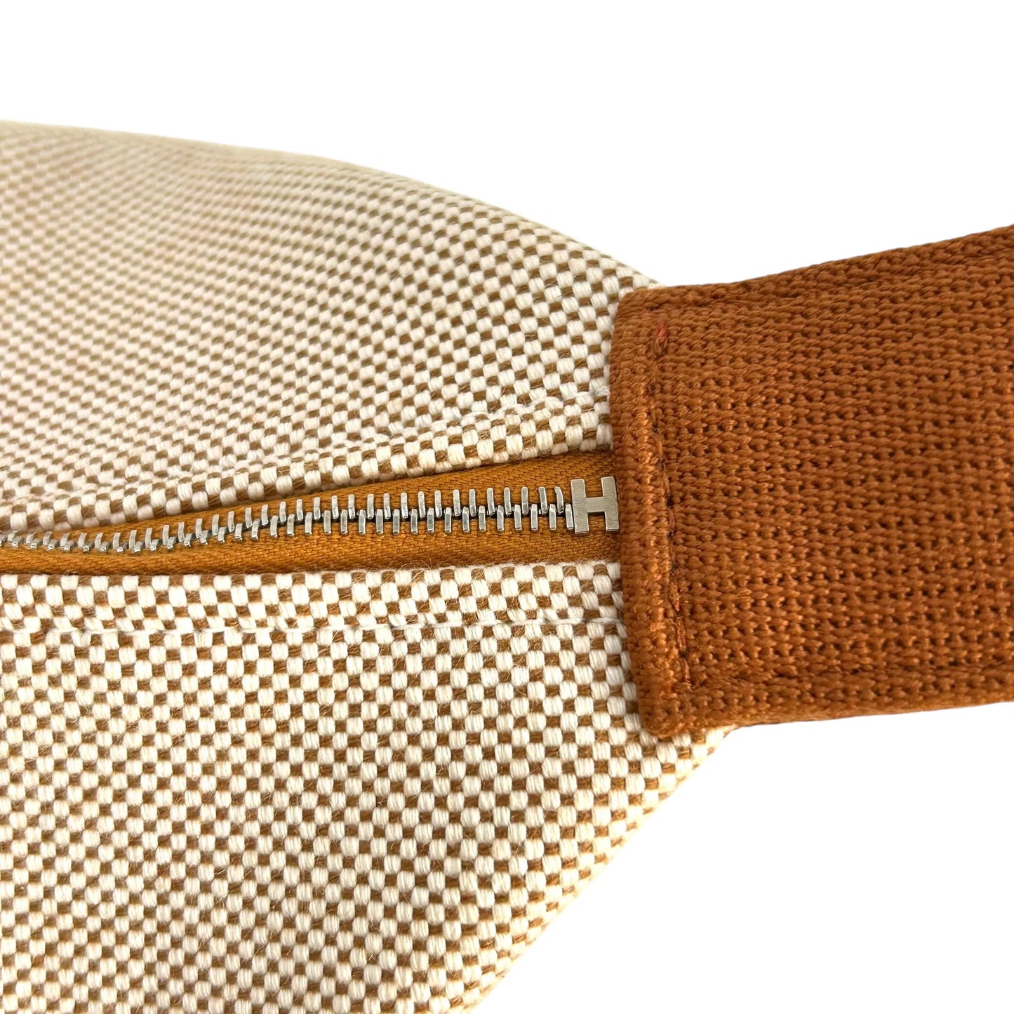 HERMES Bridesmaid Black GM Cotton Canvas Handbag - Beige 