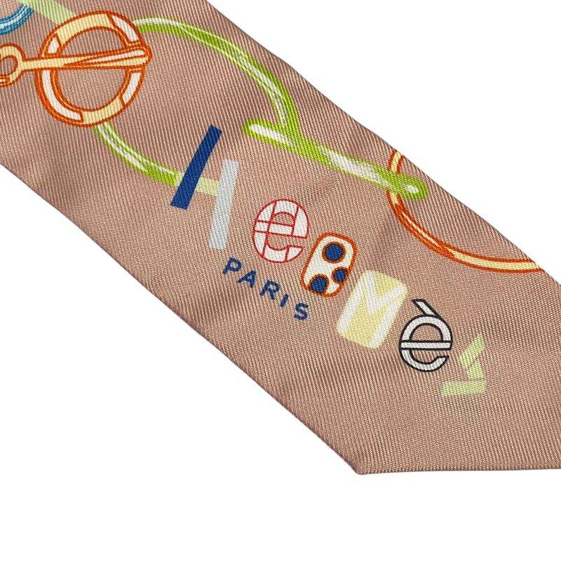 Hermès Twilly Scarf Dore Boucle - Pink, Beige, Multicolor 