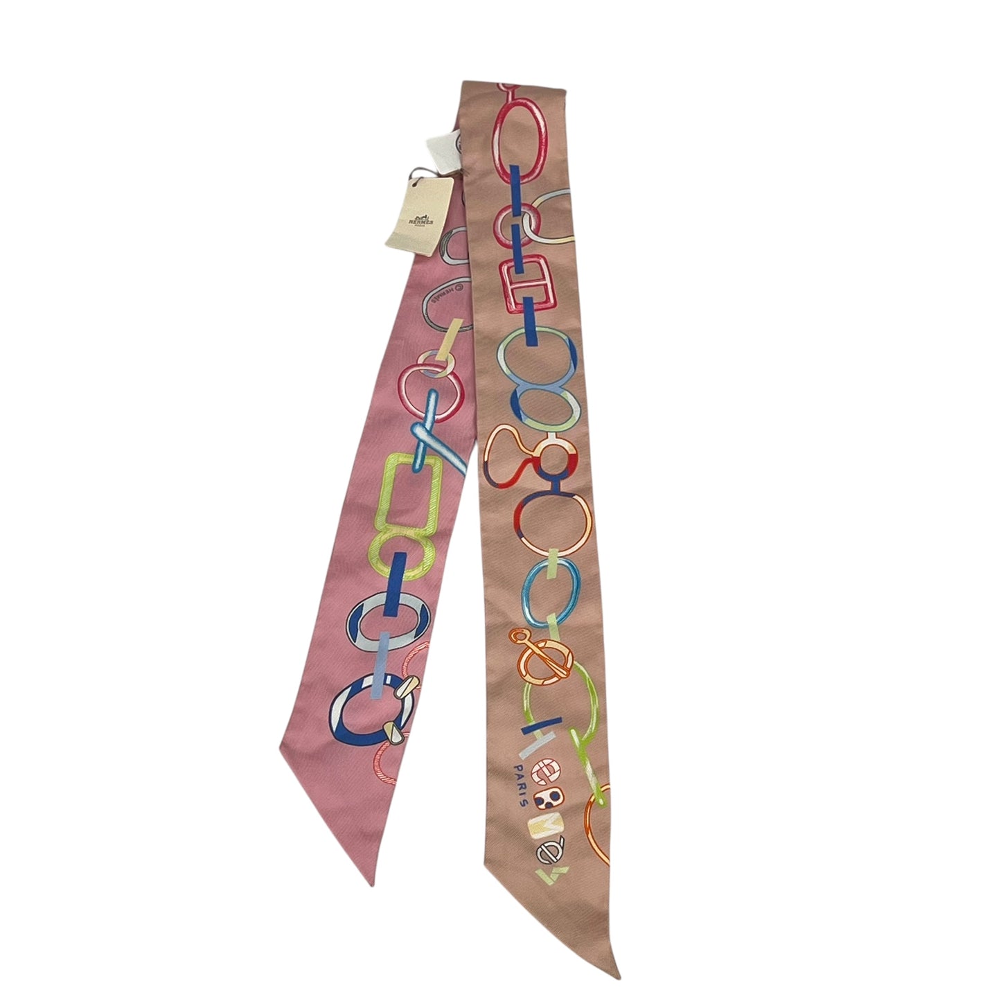 Hermès Twilly Scarf Dore Boucle - Pink, Beige, Multicolor 