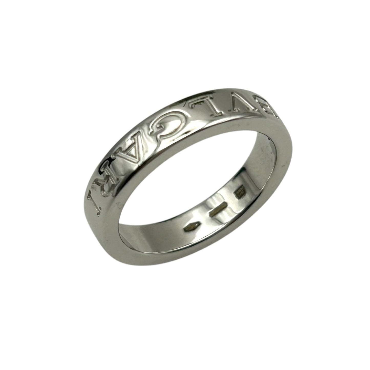 BVLGARI BB Double Logo 1PD Diamond Ring Jewelry - 18K White Gold 