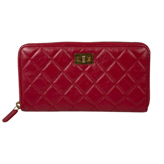 CHANEL Matelasse 2.55 Round Zip Long Wallet - Red 