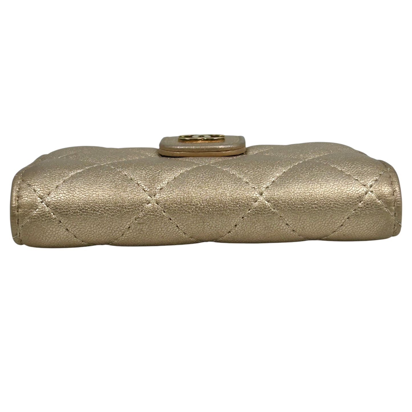 CHANEL Matelasse Metallic Bifold Compact Wallet - Gold 