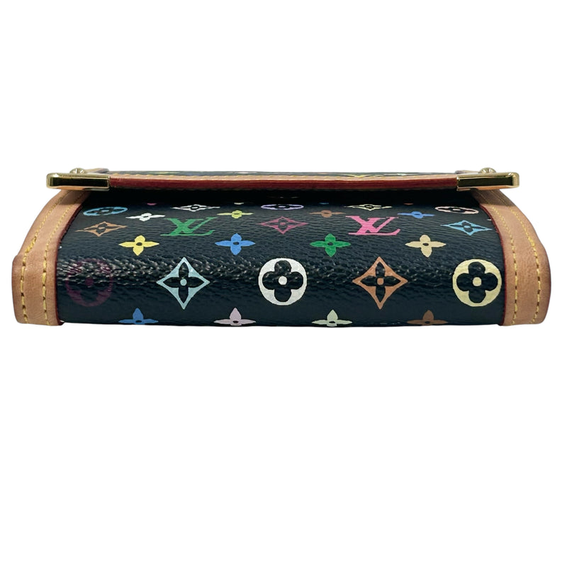 Louis Vuitton Monogram Multicolore Porte Monnaie Carte Credit Tri-fold Compact Wallet - Noir Black 