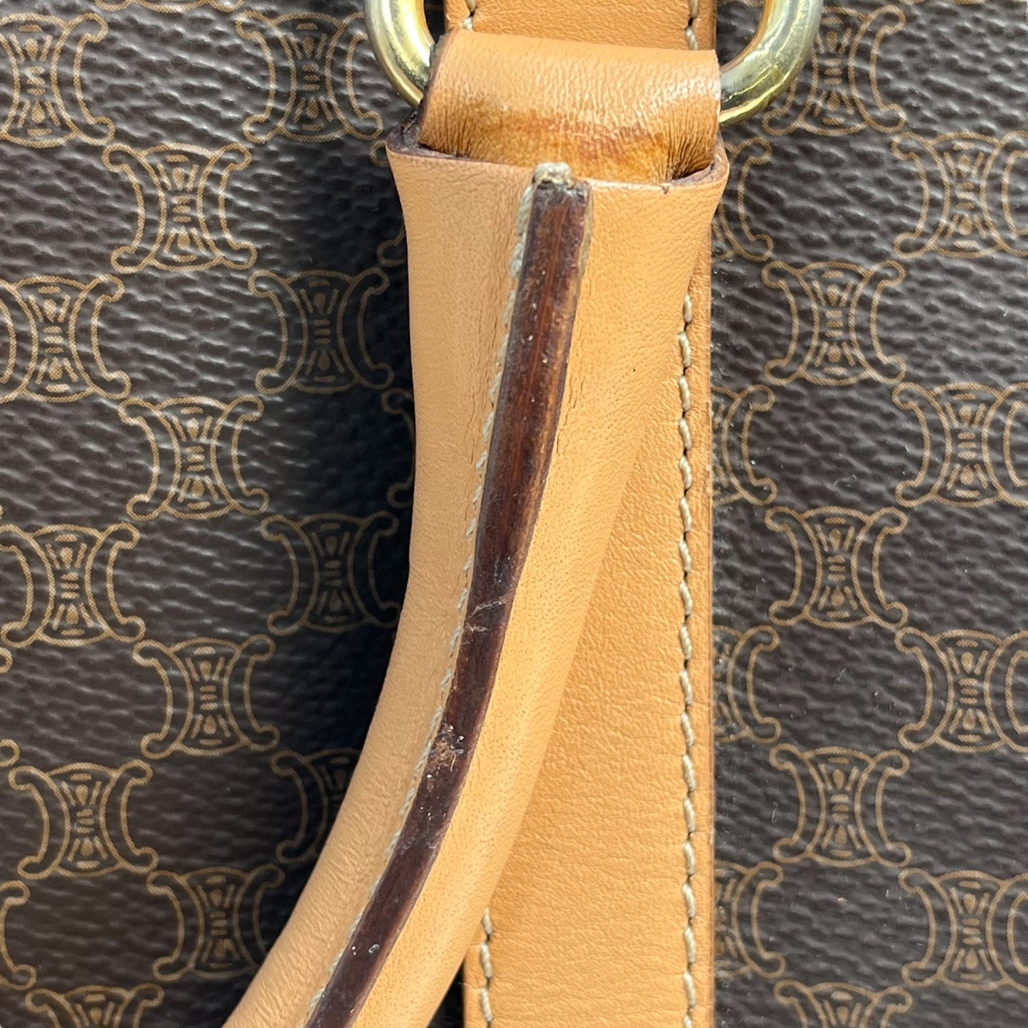 CELINE Macadam Boston Canvas Handbag - Brown 