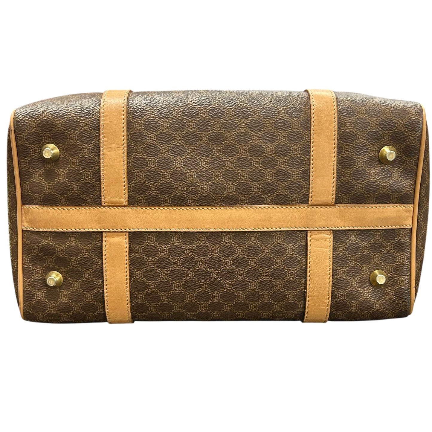 CELINE Macadam Boston Canvas Handbag - Brown 