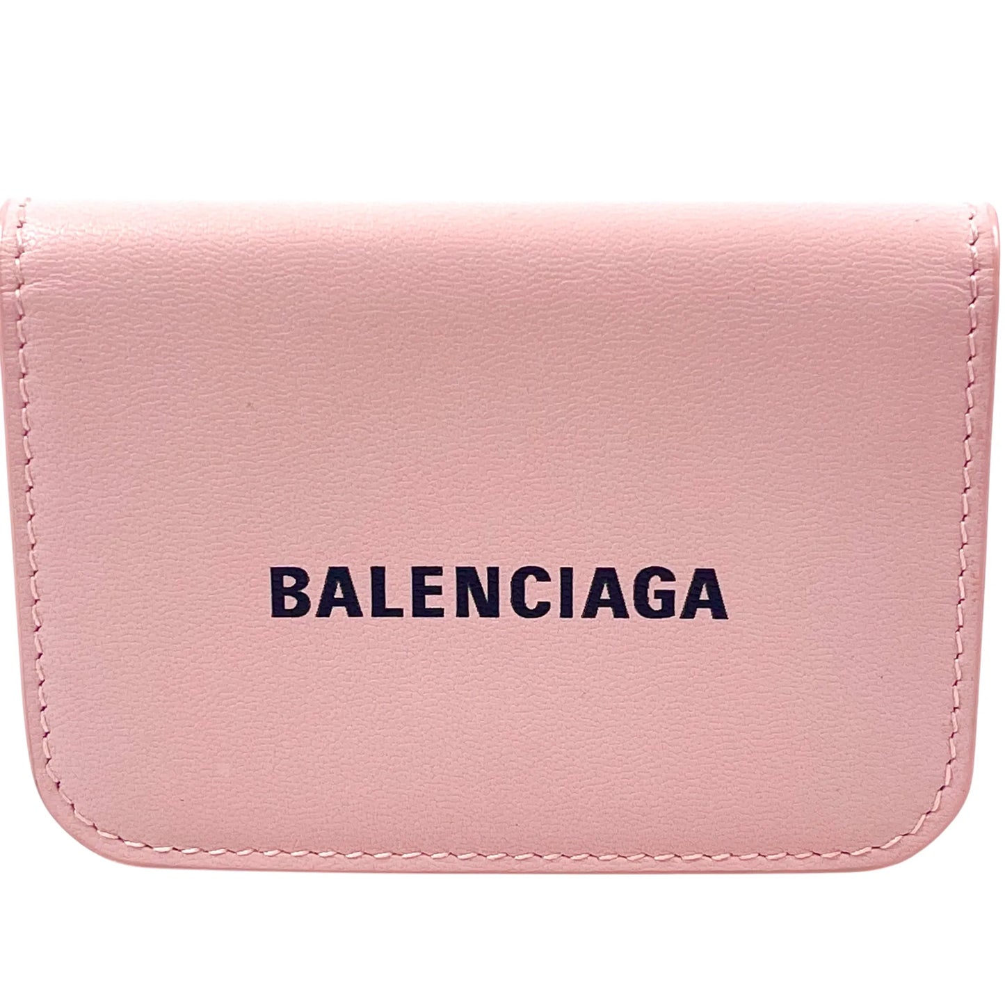 BALENCIAGA Cash Mini Leather Tri-fold Compact Wallet - Pink
