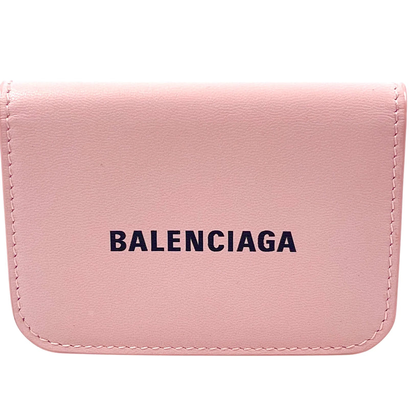 BALENCIAGA Cash Mini Leather Tri-fold Compact Wallet - Pink