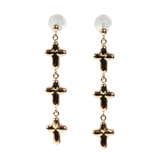 Triple Cross Earrings - 18KPG - 06846 