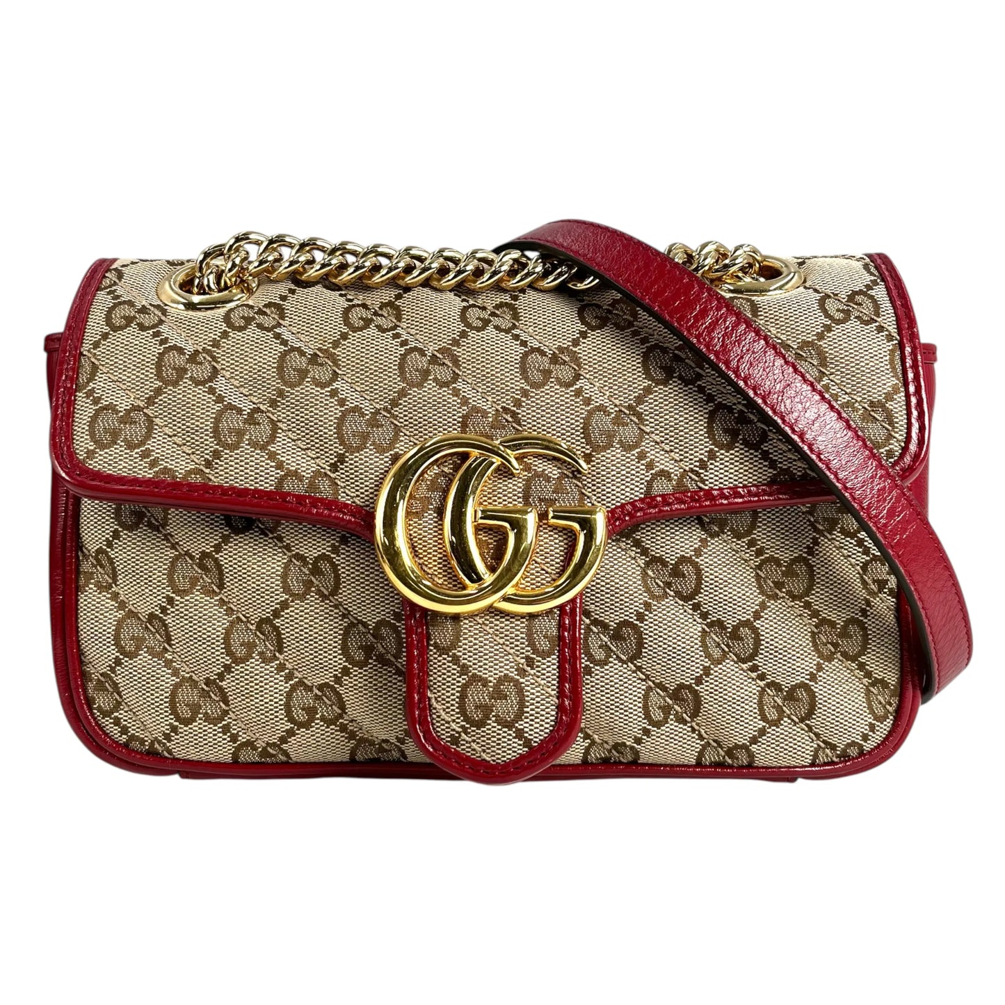 GUCCI GG Marmont Quilted Shoulder Bag - Red 