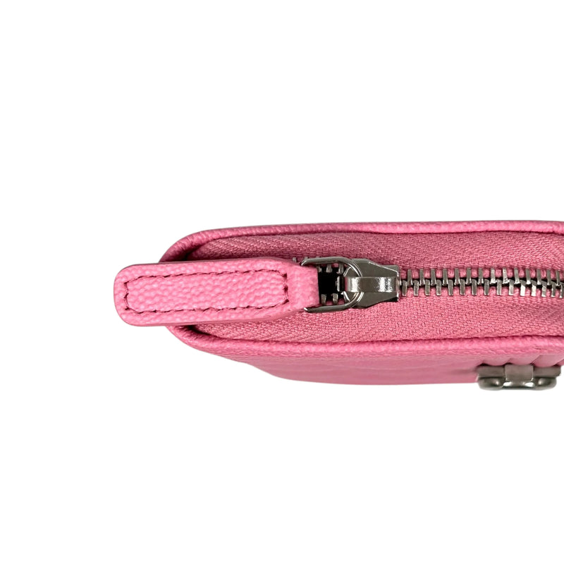 CHANEL Boy Chanel Zippy Coin Case Compact Wallet in Caviar Skin - Pink 