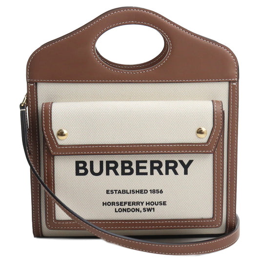 BURBERRY Mini Pocket Cotton Handbag/Shoulder Bag - White 