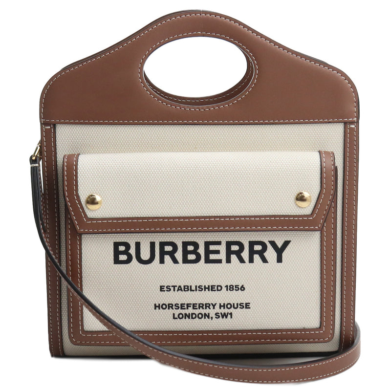 BURBERRY Mini Pocket Cotton Handbag/Shoulder Bag - White 