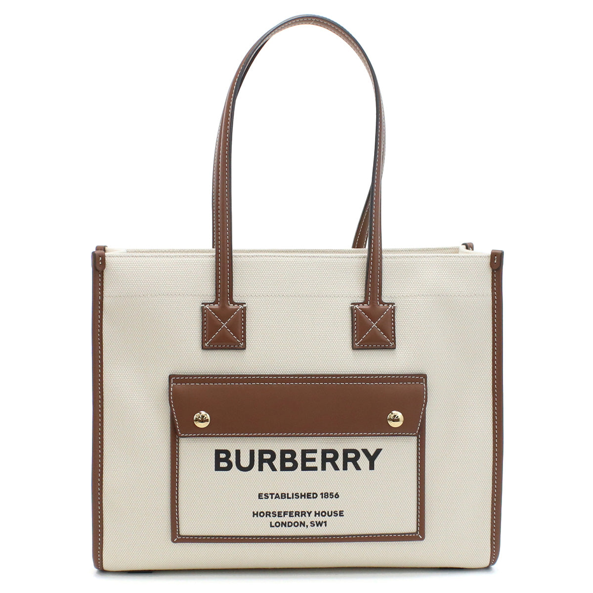 BURBERRY Horseferry House Canvas Tote Bag - White 