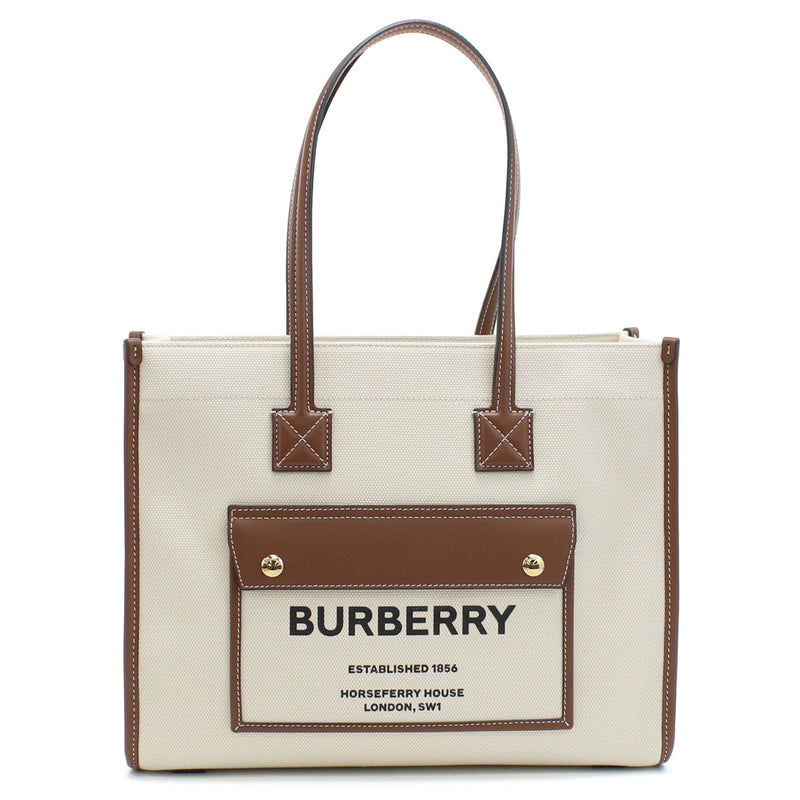 BURBERRY Horseferry House Canvas Tote Bag - White 
