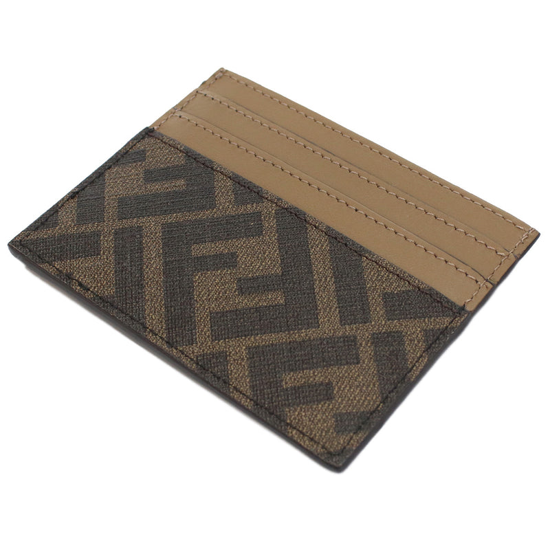 FENDI FF Jacquard Leather Card Case - Brown 