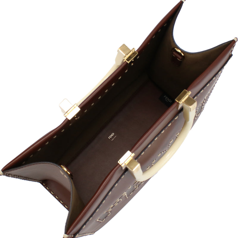 FENDI サンシャイン ミディアム トートバッグ ショルダーバッグ - ダークブラウン