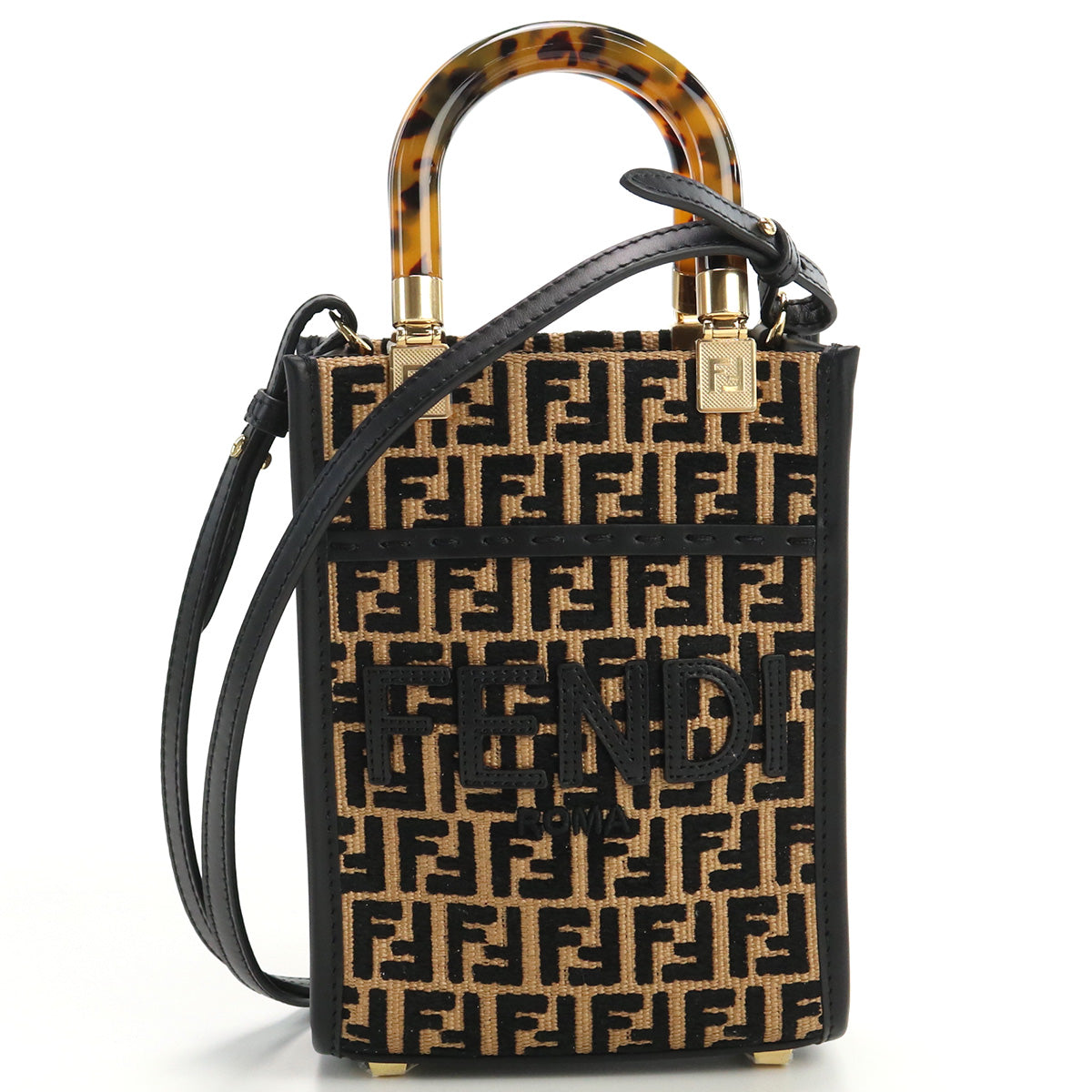 FENDI Sunshine Shopper Handbag - Dark Brown 