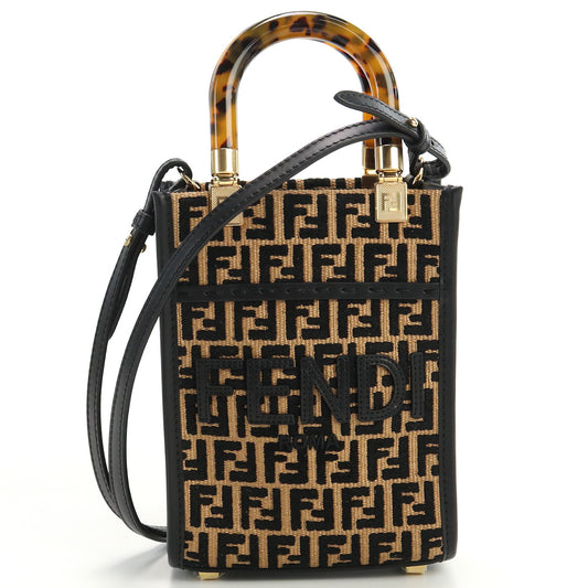 FENDI Sunshine Shopper Handbag - Dark Brown 