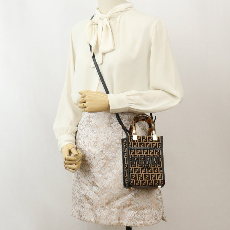 FENDI Sunshine Shopper Handbag - Dark Brown 