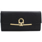 FERRAGAMO Gancini Leather Long Wallet - Black 