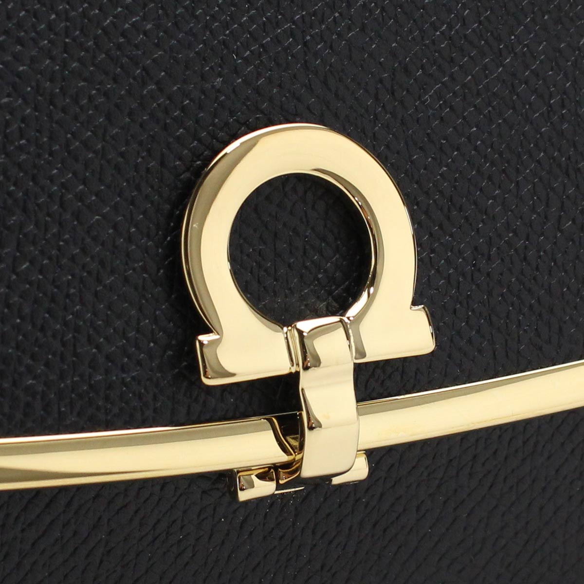 FERRAGAMO Gancini Leather Long Wallet - Black 