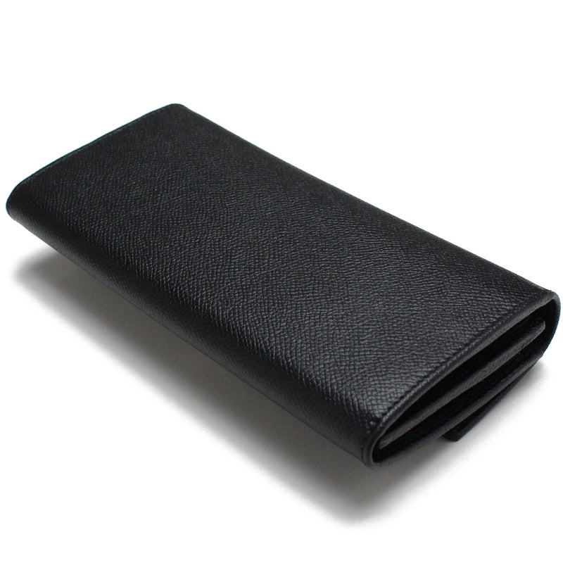 FERRAGAMO Gancini Leather Long Wallet - Black 