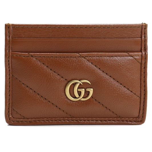 GUCCI GG Marmont Leather Card Case - Brown 