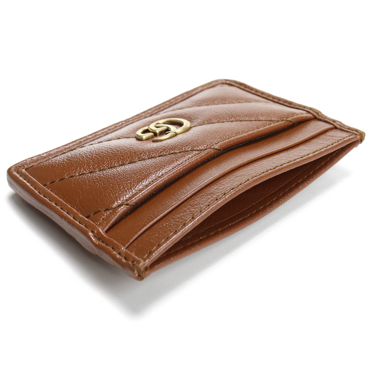 GUCCI GG Marmont Leather Card Case - Brown 