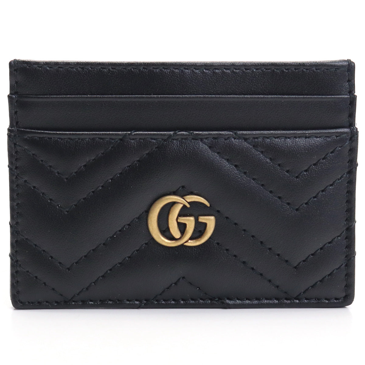 GUCCI GG Marmont Leather Card Case - Black 