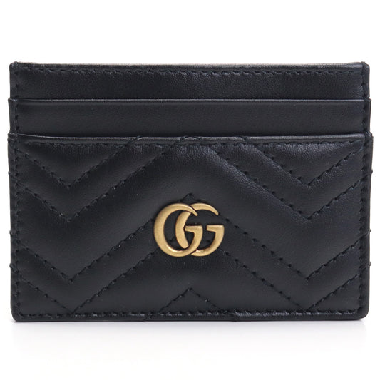 GUCCI GG Marmont Leather Card Case - Black 