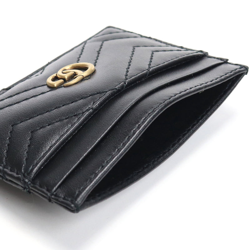 GUCCI GG Marmont Leather Card Case - Black 