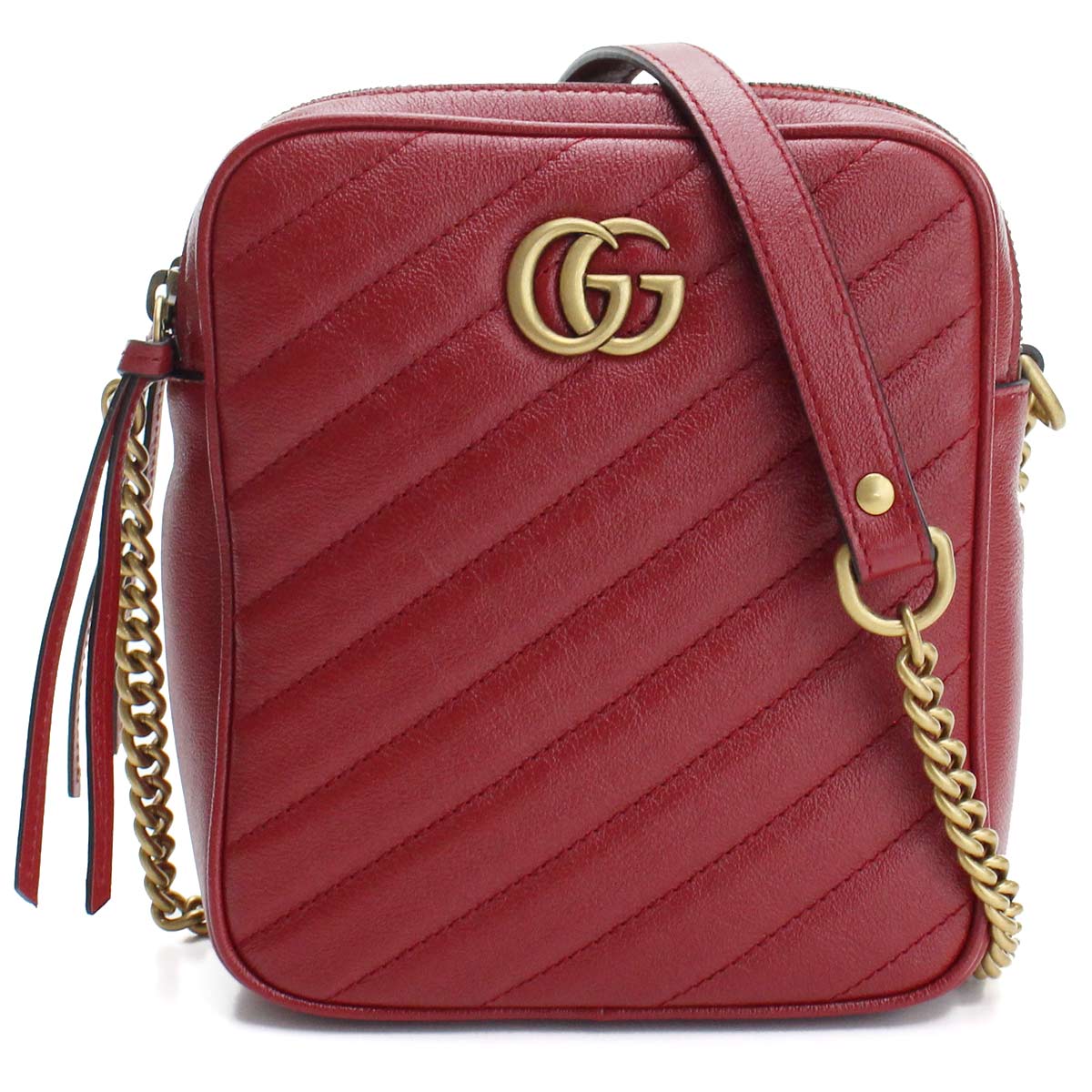 GUCCI GG マーモント スモール マトラッセ ショルダーバッグ - レッド