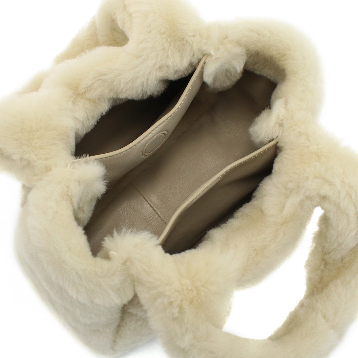 PRADA Montone Faux Fur Handbag - Beige 