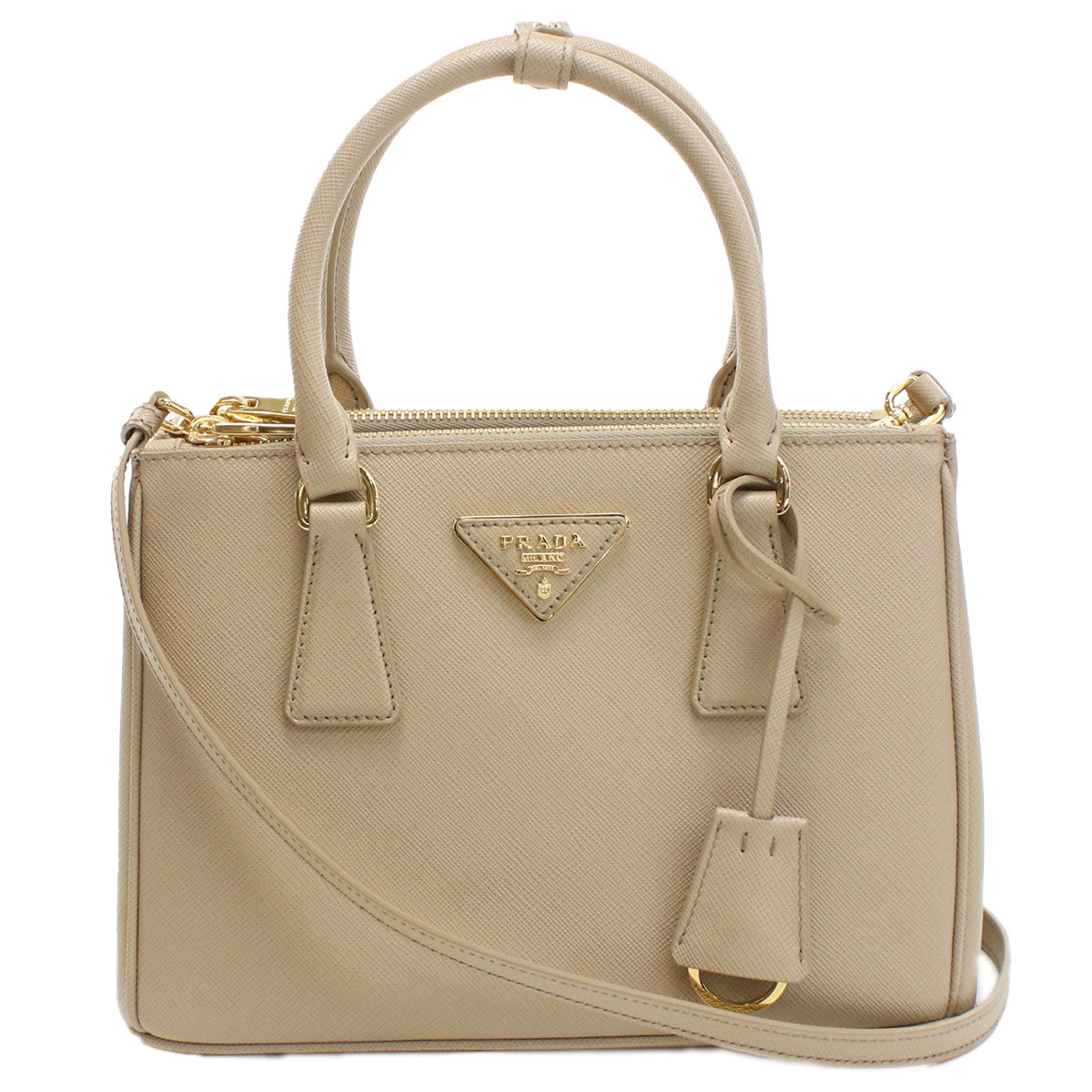 PRADA Galleria Saffiano Leather Handbag/Shoulder Bag - Beige 