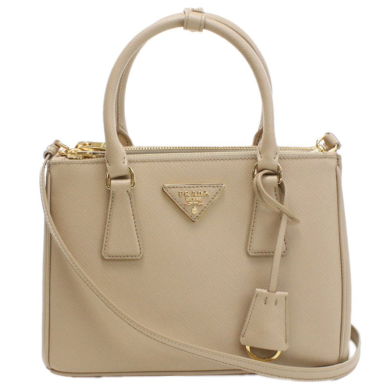 PRADA Galleria Saffiano Leather Handbag/Shoulder Bag - Beige 