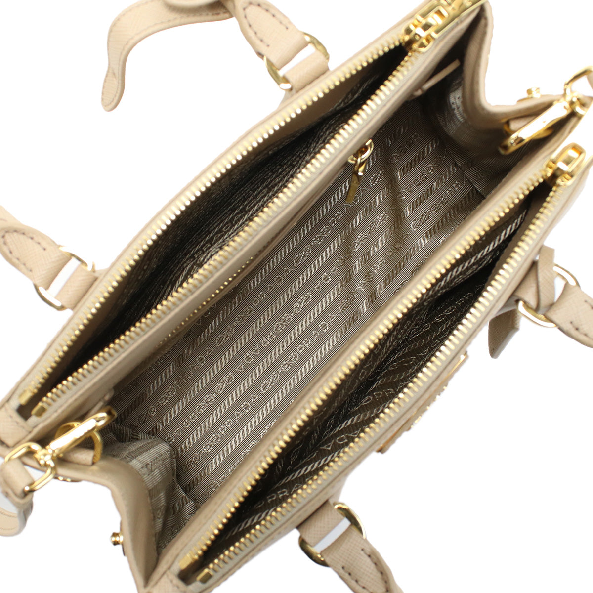 PRADA Galleria Saffiano Leather Handbag/Shoulder Bag - Beige 