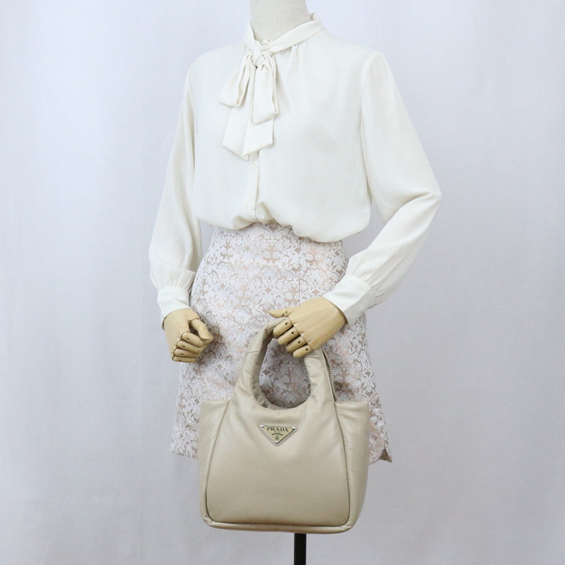 Prada Small Re-Nylon Tote Bag - Beige 