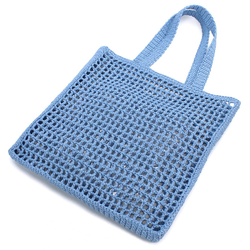 PRADA Raffia Tote Bag - Blue 