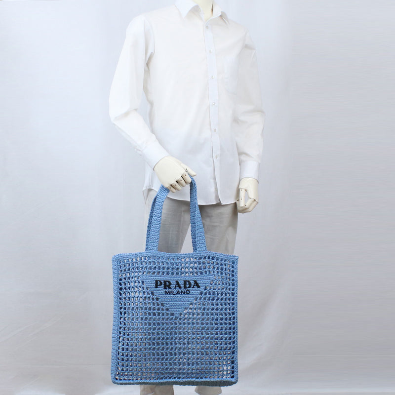 PRADA Raffia Tote Bag - Blue 